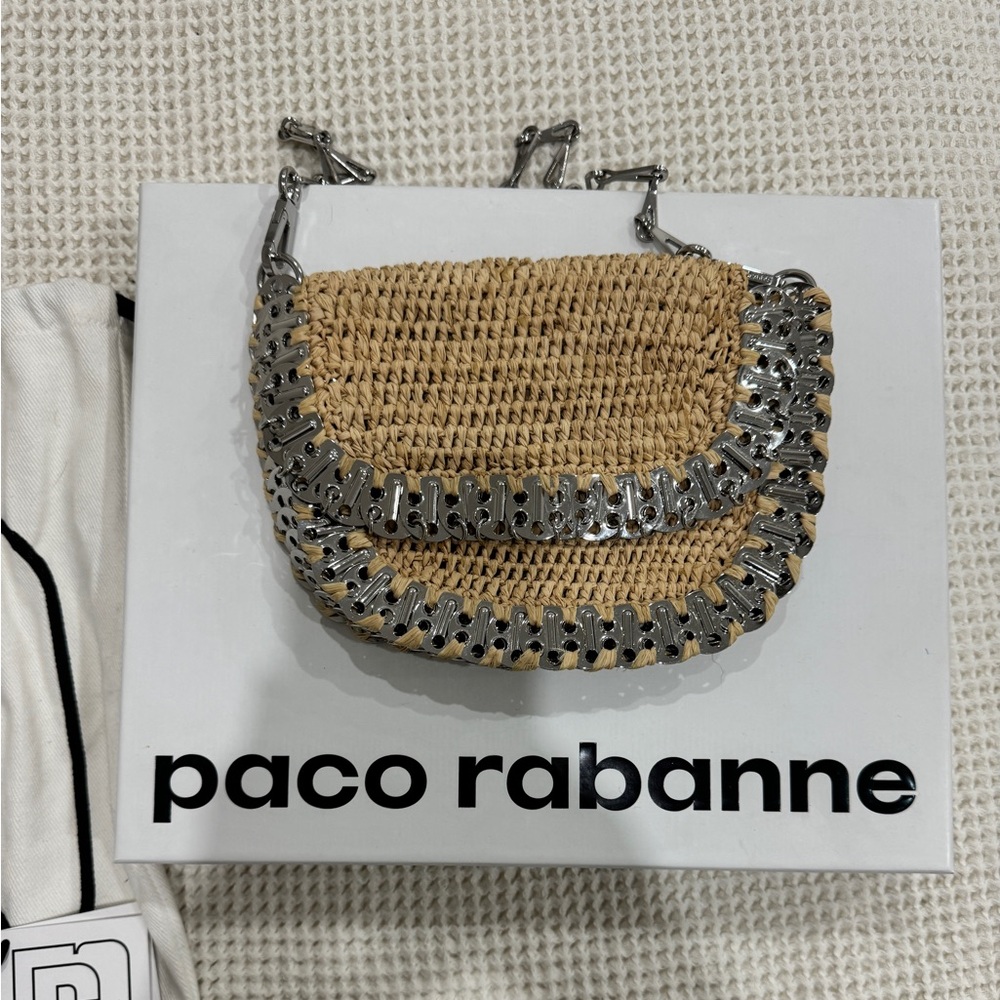 Paco Rabanne raffia & chain bag: NWT